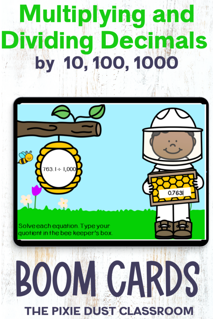 multiplying and dividing decimals by 10, 100, 1000 Boom Cards. 