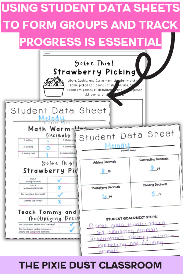 Decimal Math Warm Up Cover and Thumbnails (Pinterest Pin)